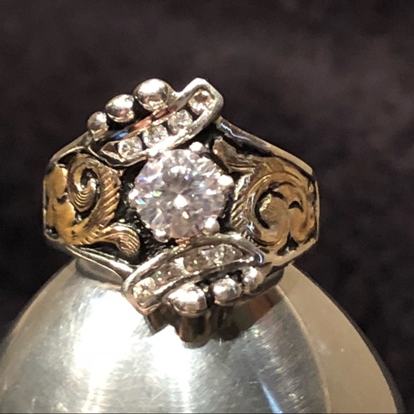 💥New Gorgeous Bob Berg Stamped CZ .925 & 10K Ring - Picture 4 of 8